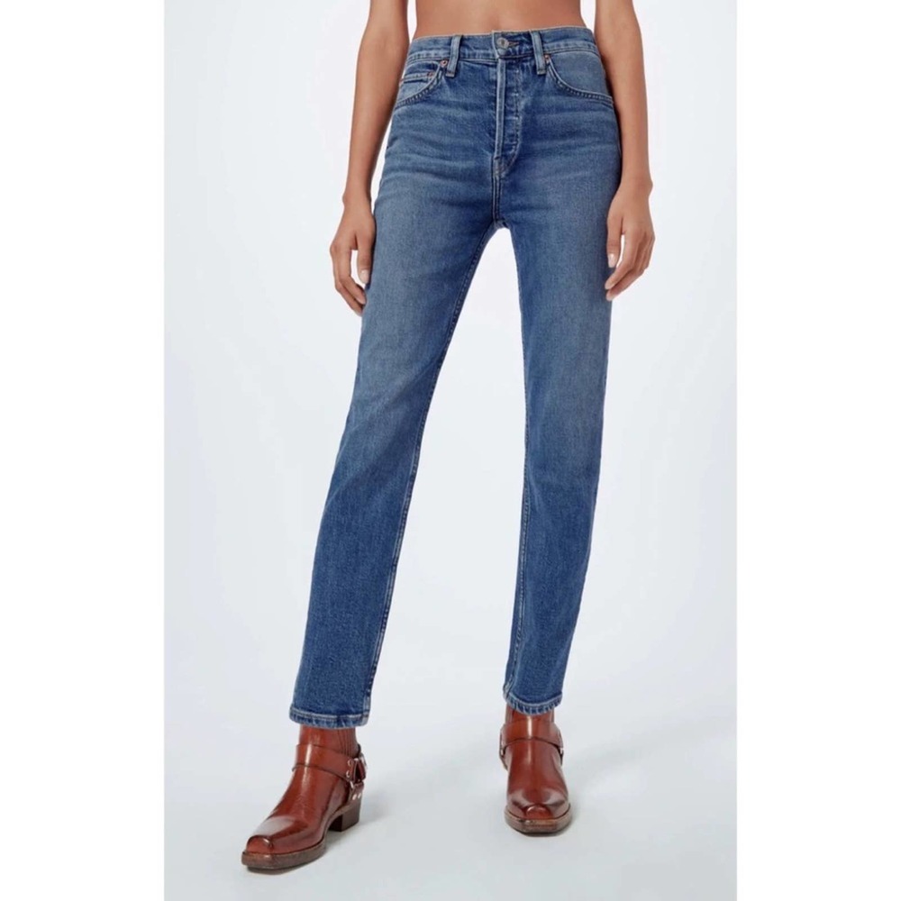 RE/DONE Comfort Stretch High Rise Ankle Crop Jeans sz 25